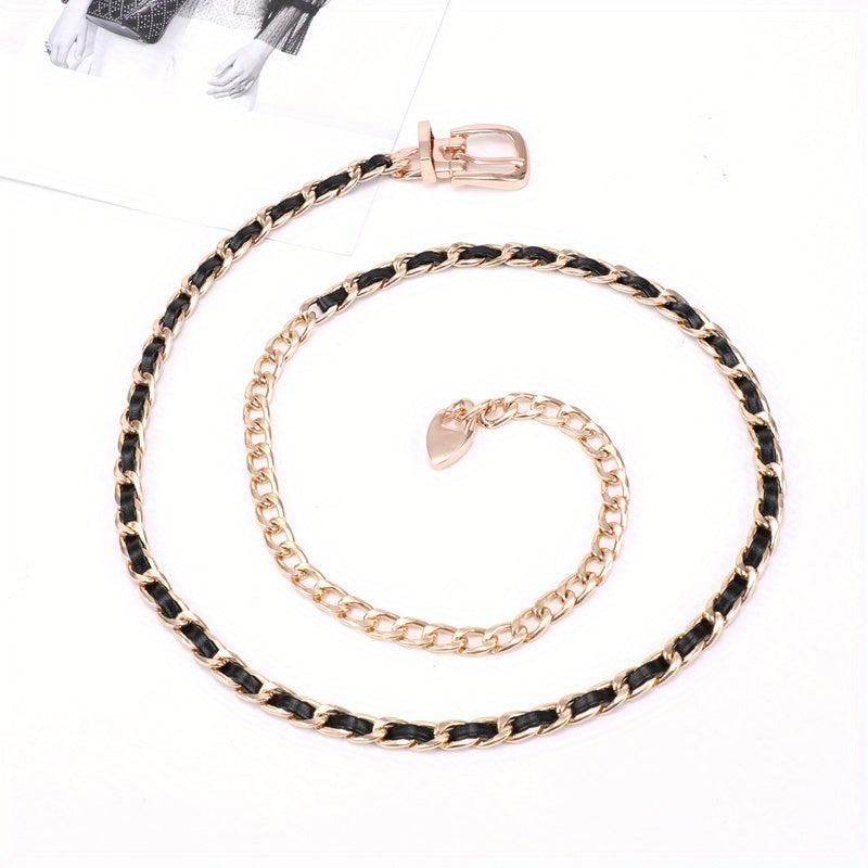 Chain Belt For Women Metal Waist Chain Faux Leather Belt