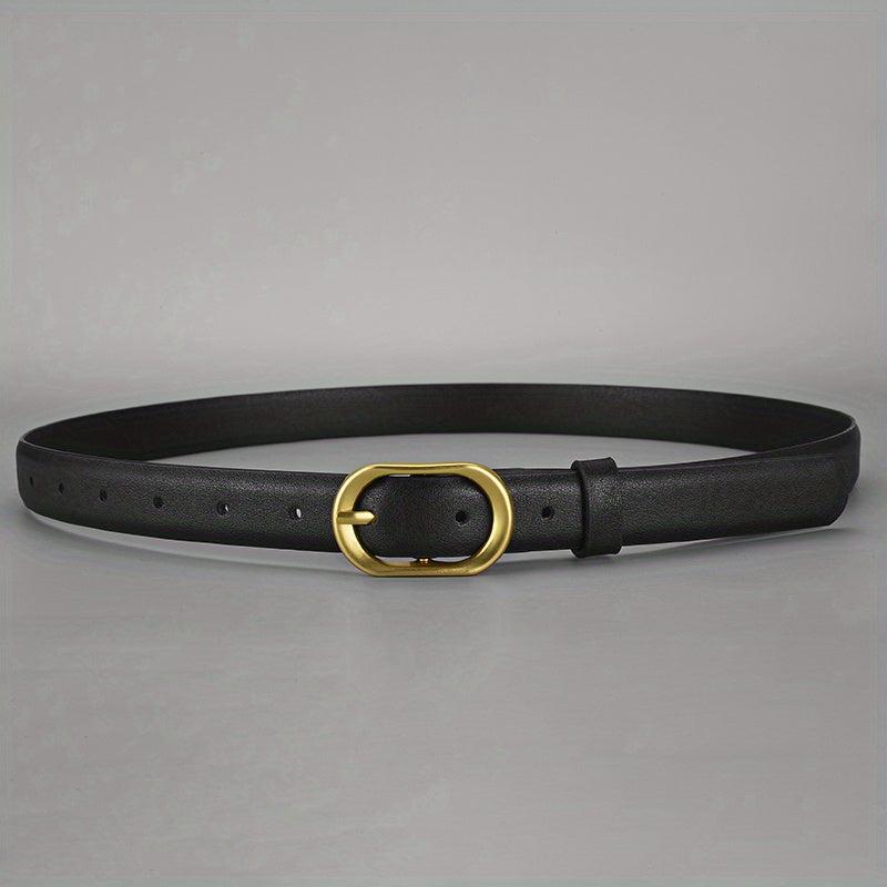 Women's Oval Pin Buckle PU Belt for Jeans Pants