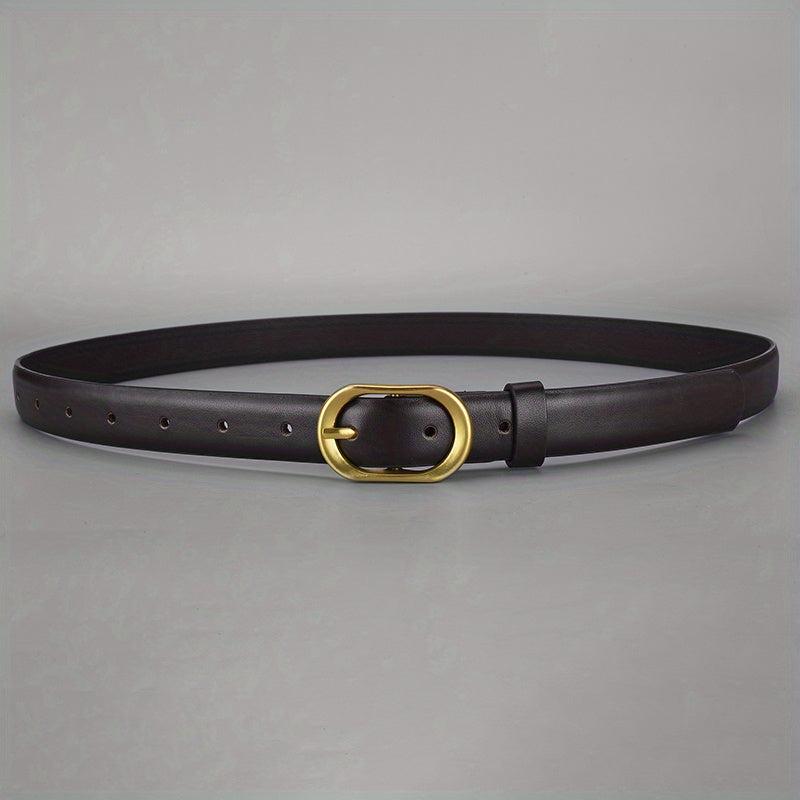 Women's Oval Pin Buckle PU Belt for Jeans Pants