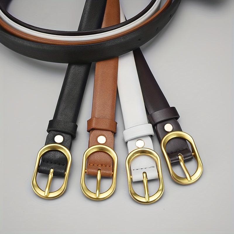Women's Oval Pin Buckle PU Belt for Jeans Pants