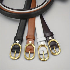 Women's Oval Pin Buckle PU Belt for Jeans Pants