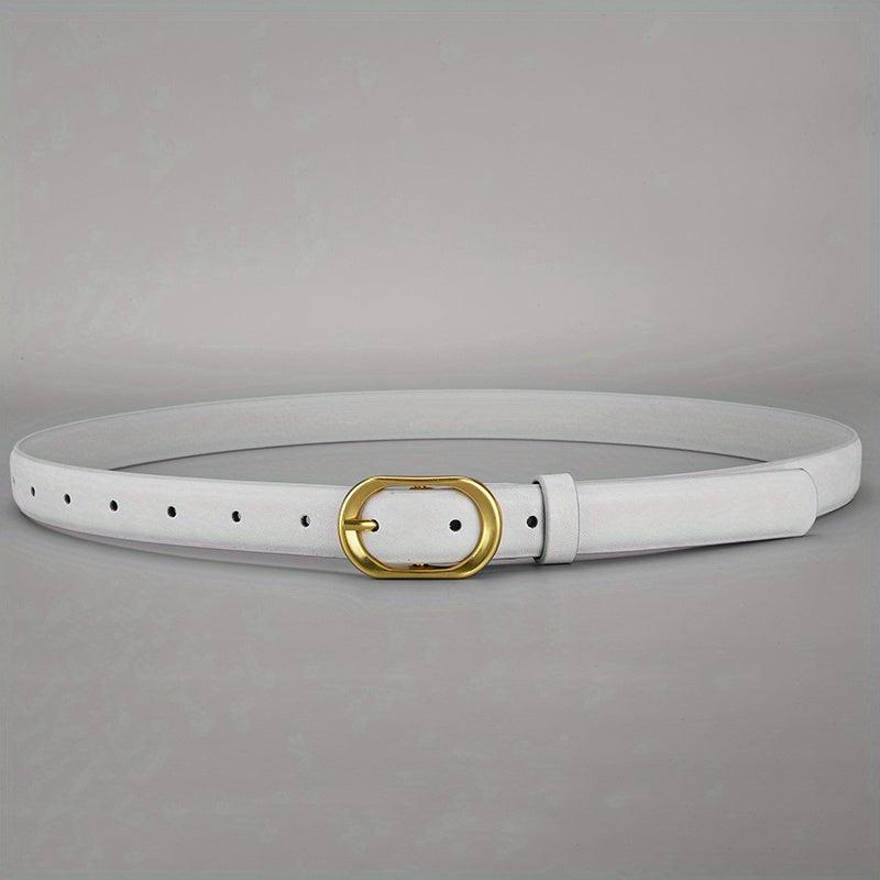 Women's Oval Pin Buckle PU Belt for Jeans Pants