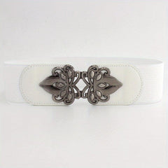 Vintage Silver Buckle Belt Women's Elastic Girdle Dress Clothes