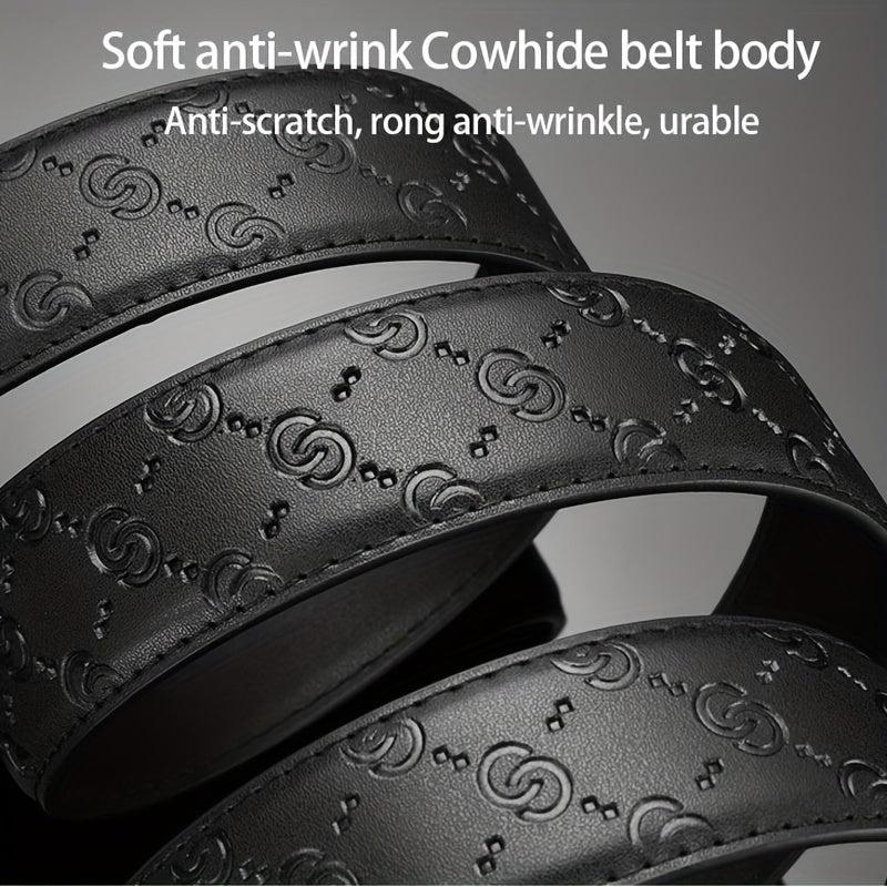 Men's Leather Belt Rhinestone Buckle Tiger Pattern Causal Jeans Waist Strap
