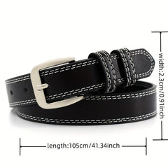 Square Pin Buckle Thin PU Leather Belt Vintage Solid Waistband
