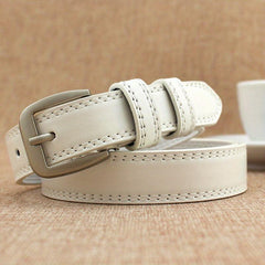 Square Pin Buckle Thin PU Leather Belt Vintage Solid Waistband