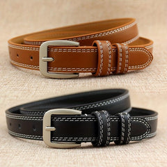 Square Pin Buckle Thin PU Leather Belt Vintage Solid Waistband