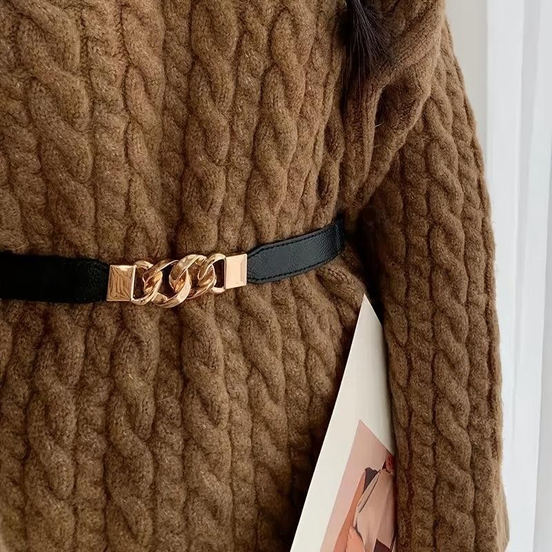 Women's Elastic Thin Belt Waist Seal For Dress Sweater Coat