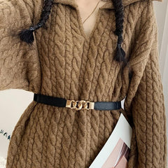 Women's Elastic Thin Belt Waist Seal For Dress Sweater Coat