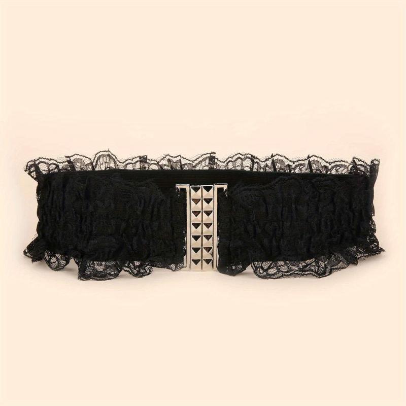 Vintage Lace Wide Belt Elastic Waistband for Women