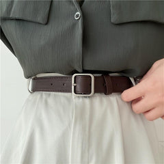 Wide Square Buckle Belt Casual Needle Buckle Belt PU Leather Belts