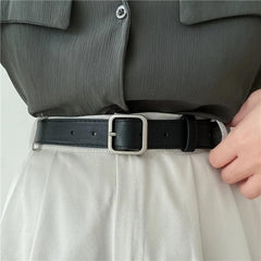 Wide Square Buckle Belt Casual Needle Buckle Belt PU Leather Belts