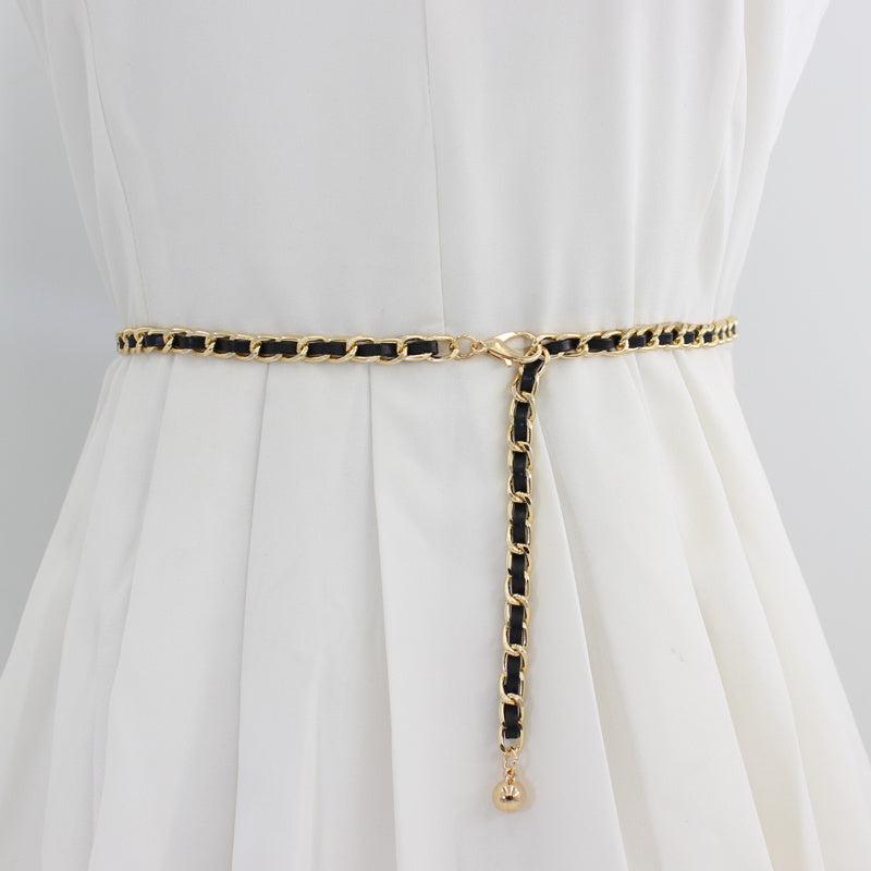 Women's Golden Waist Chain Metal Dress Suit Belt Decoration