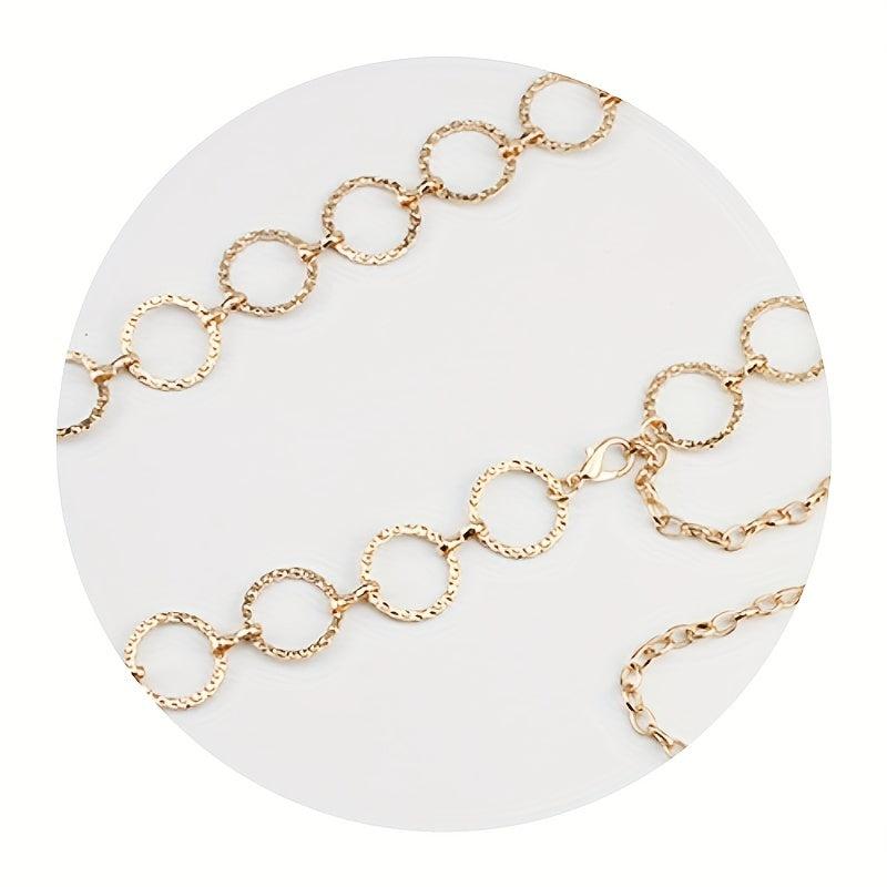 Geometric Gold Metal Waist Chain Belt Adjustable for Women