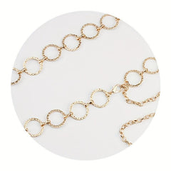 Geometric Gold Metal Waist Chain Belt Adjustable for Women