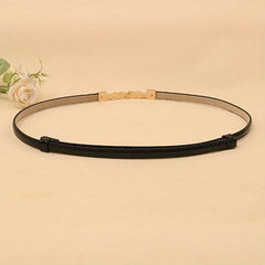 Adjustable PU Leather Belt with Faux Pearl Buckle