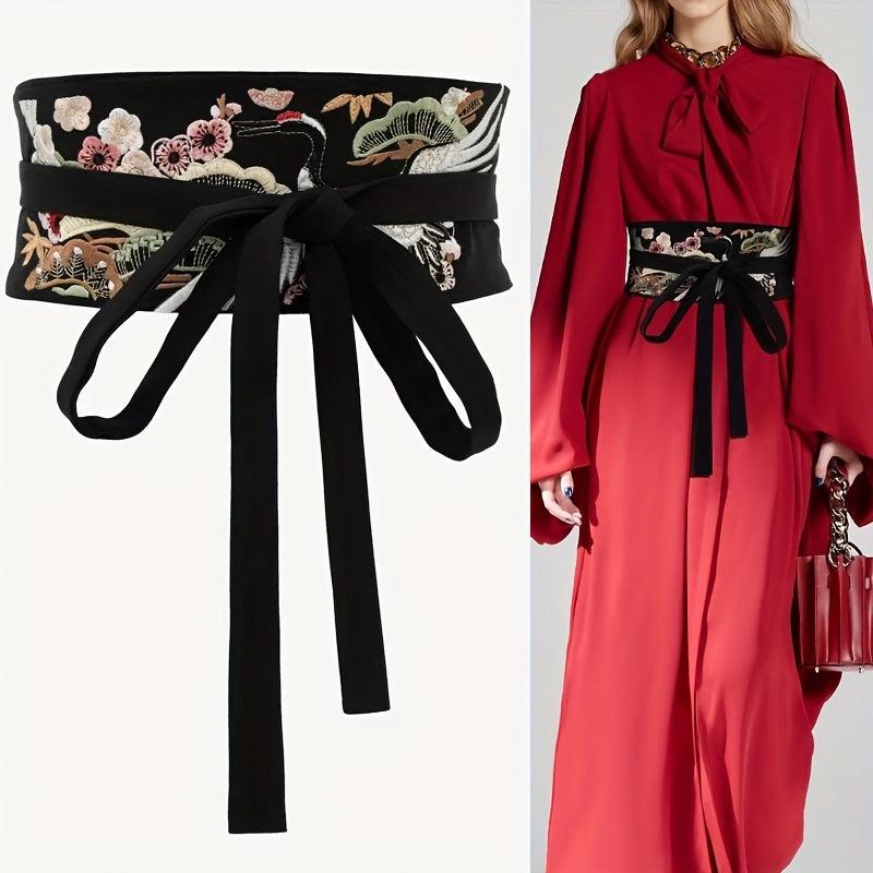 Vintage Embroidery Wide Belt Classic Chinese Style Hanfu Waistband