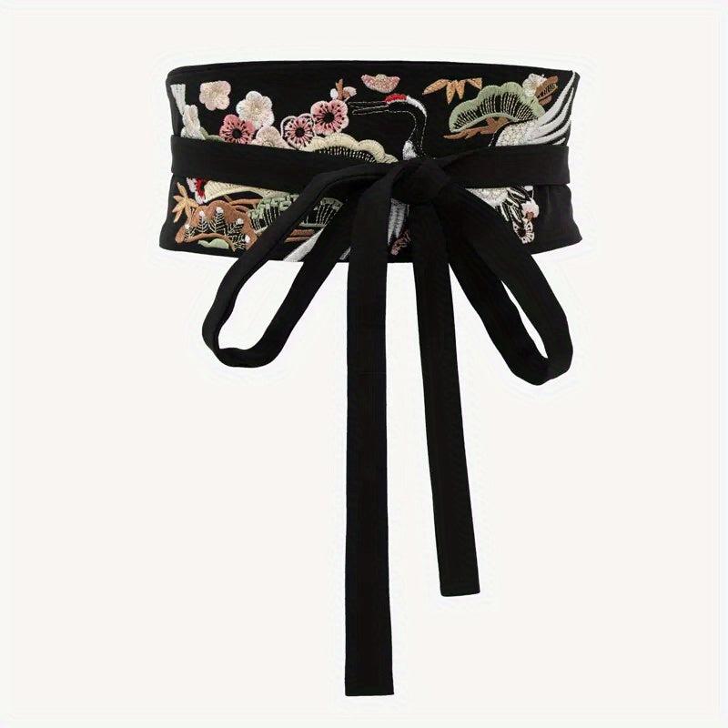 Vintage Embroidery Wide Belt Classic Chinese Style Hanfu Waistband