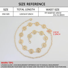 Women's Metal Chain Decoration Dress Belt Hollow Out Leaf Bead Pendant