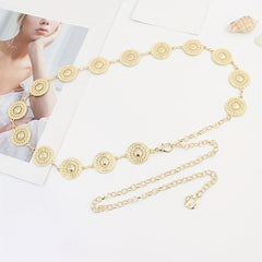 Women's Metal Chain Decoration Dress Belt Hollow Out Leaf Bead Pendant
