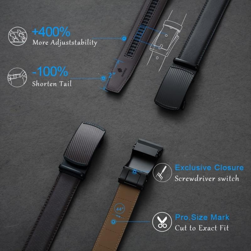 Men's Ratchet Belt Dress Leather Slide Belt
