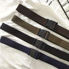 Unisex Tactical Canvas Belt Casual Flat Buckle Waist Belts