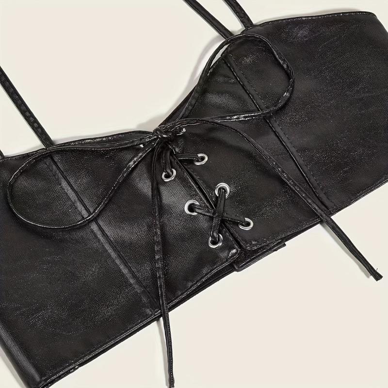 Y2K Lace Up Vest Waist Wrap Harness Belt Gothic Dress Outwear