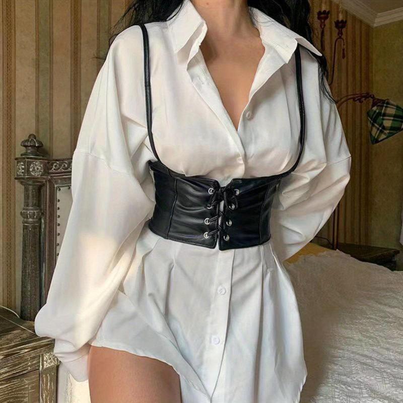 Y2K Lace Up Vest Waist Wrap Harness Belt Gothic Dress Outwear