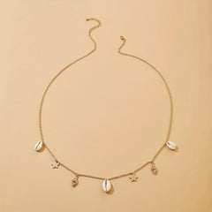 Metal Waist Chain with Shell Conch Starfish Tassel Pendant