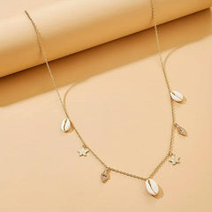 Metal Waist Chain with Shell Conch Starfish Tassel Pendant