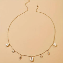 Metal Waist Chain with Shell Conch Starfish Tassel Pendant