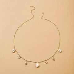 Metal Waist Chain with Shell Conch Starfish Tassel Pendant
