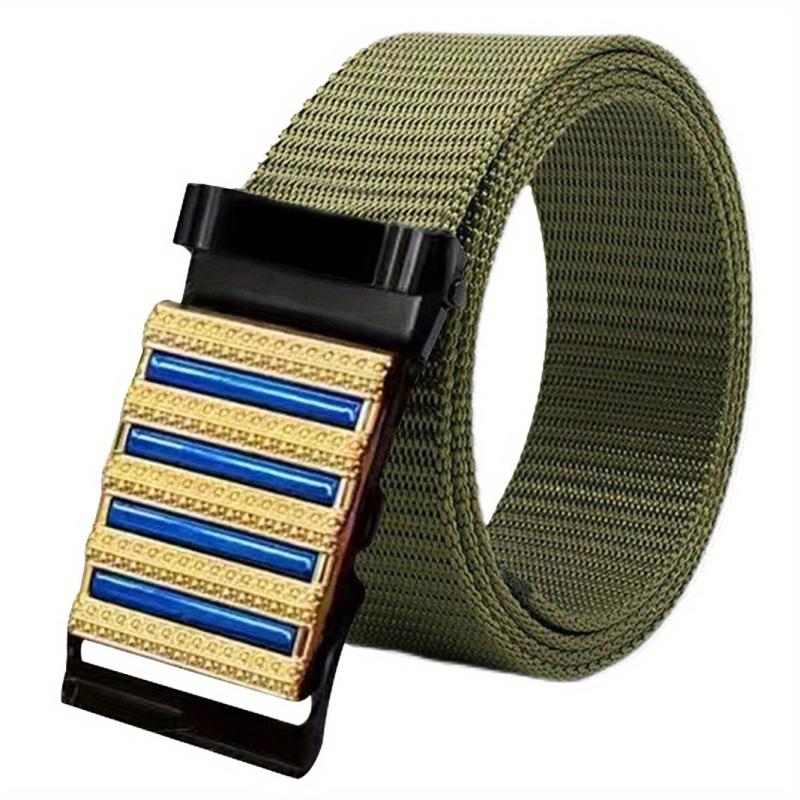 Sense Men's Belt Automatic Buckle Business Casual Stripe Metal Nylon Canvas Belt