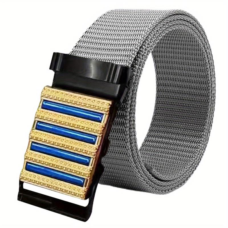 Sense Men's Belt Automatic Buckle Business Casual Stripe Metal Nylon Canvas Belt