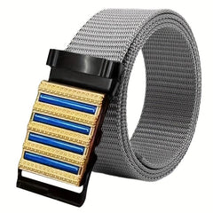 Sense Men's Belt Automatic Buckle Business Casual Stripe Metal Nylon Canvas Belt