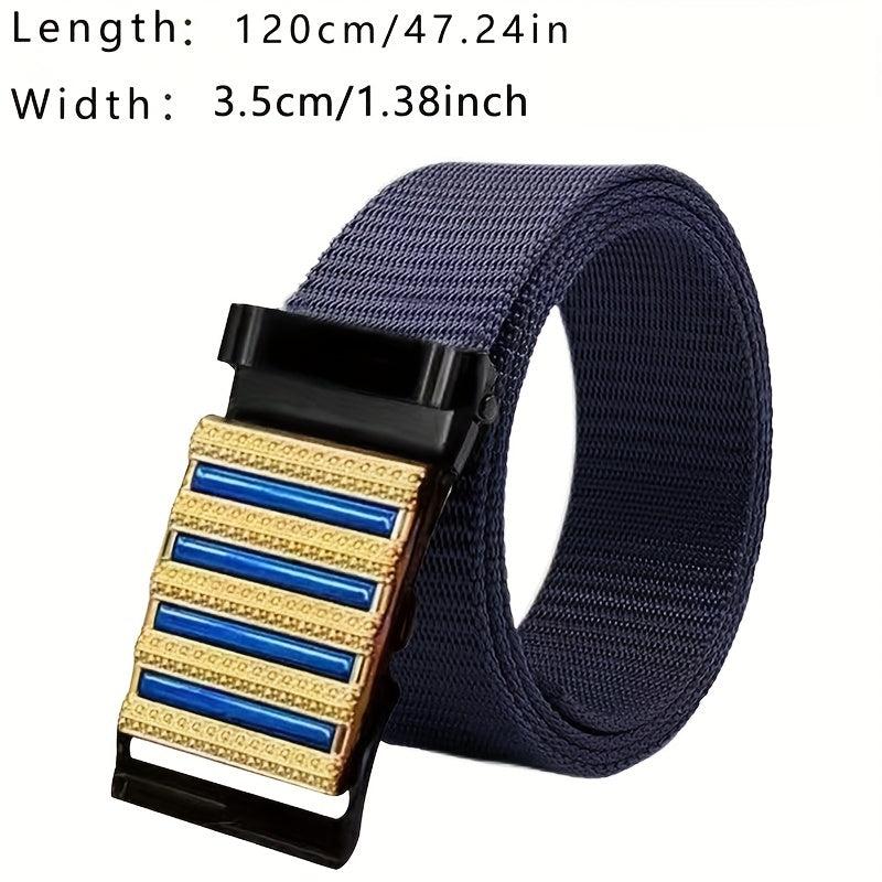 Sense Men's Belt Automatic Buckle Business Casual Stripe Metal Nylon Canvas Belt
