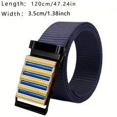 Sense Men's Belt Automatic Buckle Business Casual Stripe Metal Nylon Canvas Belt