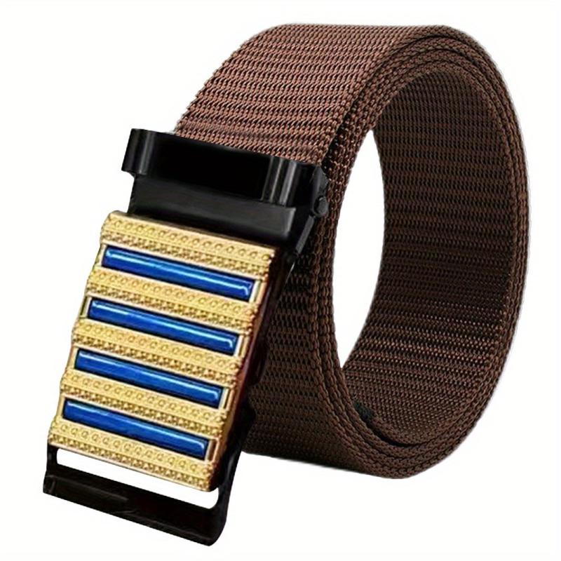 Sense Men's Belt Automatic Buckle Business Casual Stripe Metal Nylon Canvas Belt