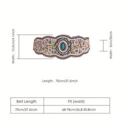 Bohemian Beads Flower Wide Belt Elastic Adjustable Waist Girdle