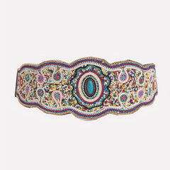 Bohemian Beads Flower Wide Belt Elastic Adjustable Waist Girdle