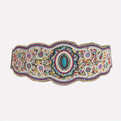 Bohemian Beads Flower Wide Belt Elastic Adjustable Waist Girdle