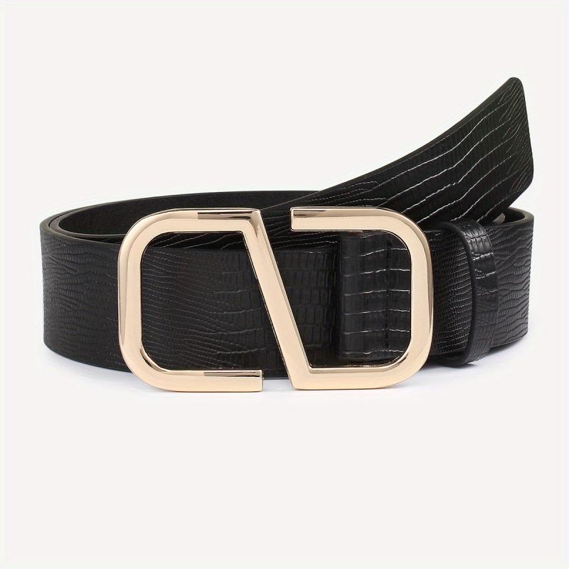Geometric S Buckle Belt Solid PU Leather Waist Belt Jeans Pants Belt