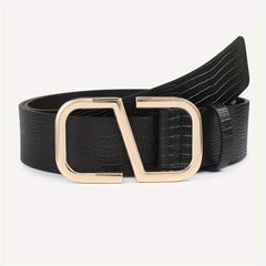 Geometric S Buckle Belt Solid PU Leather Waist Belt Jeans Pants Belt