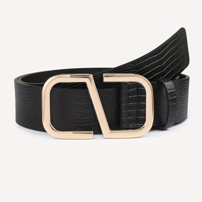 Geometric S Buckle Belt Solid PU Leather Waist Belt Jeans Pants Belt