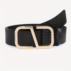 Geometric S Buckle Belt Solid PU Leather Waist Belt Jeans Pants Belt