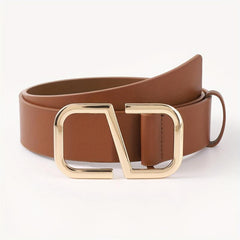 Geometric S Buckle Belt Solid PU Leather Waist Belt Jeans Pants Belt