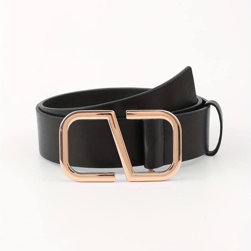 Geometric S Buckle Belt Solid PU Leather Waist Belt Jeans Pants Belt