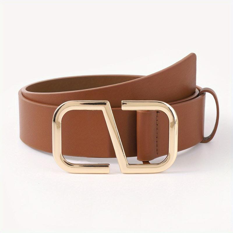 Geometric S Buckle Belt Solid PU Leather Waist Belt Jeans Pants Belt