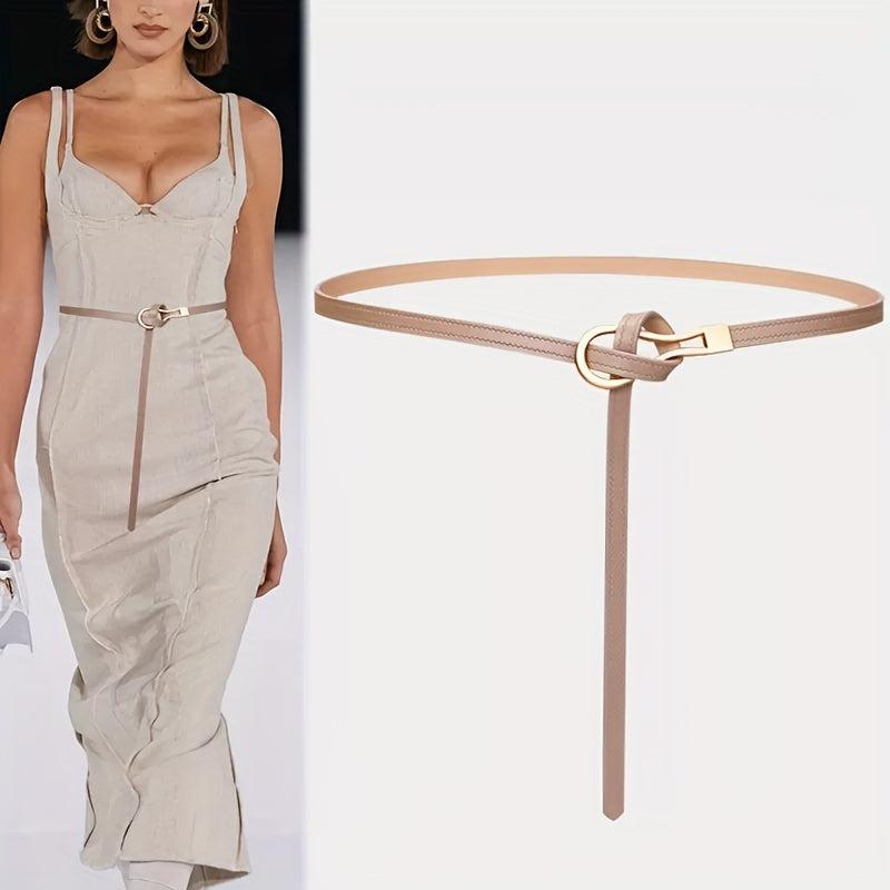 Thin Leather Belt Casual Dress Belt Classic Waistband for Women