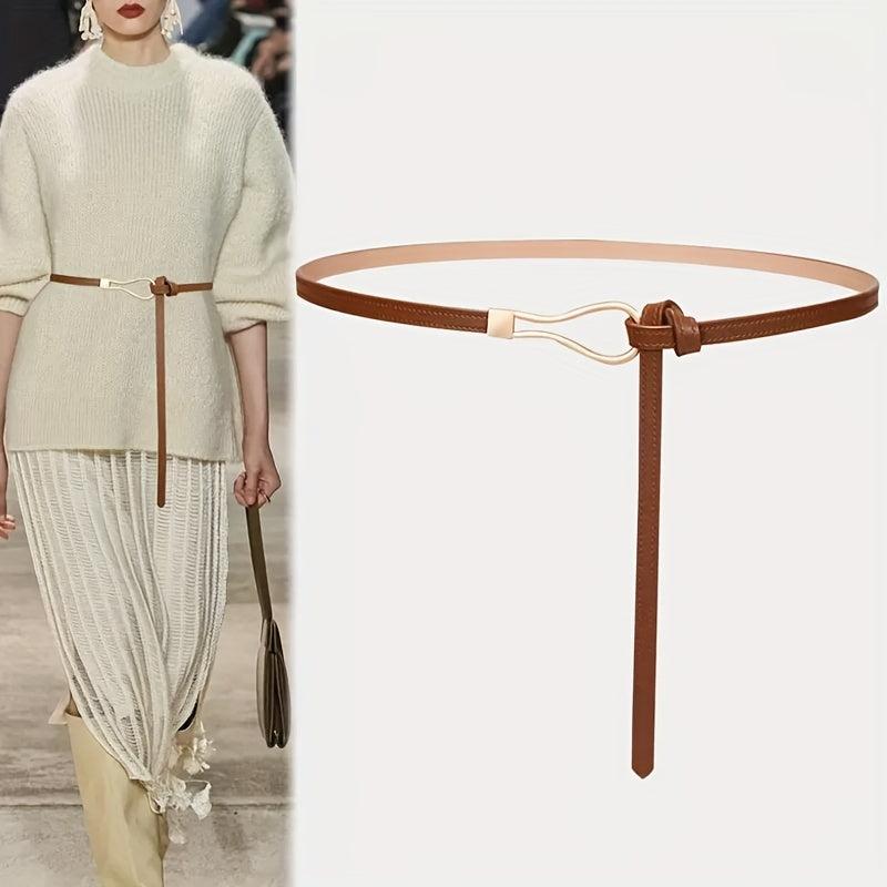 Thin Leather Belt Casual Dress Belt Classic Waistband for Women